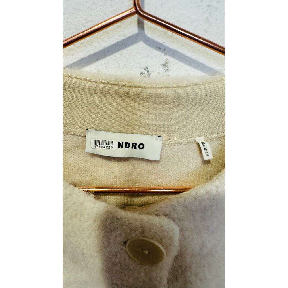 SANDRO OFF-WHITE Knit Alpaca Wool Blend Creamy Button Knot Cardigan size 0 - Picture 10 of 16